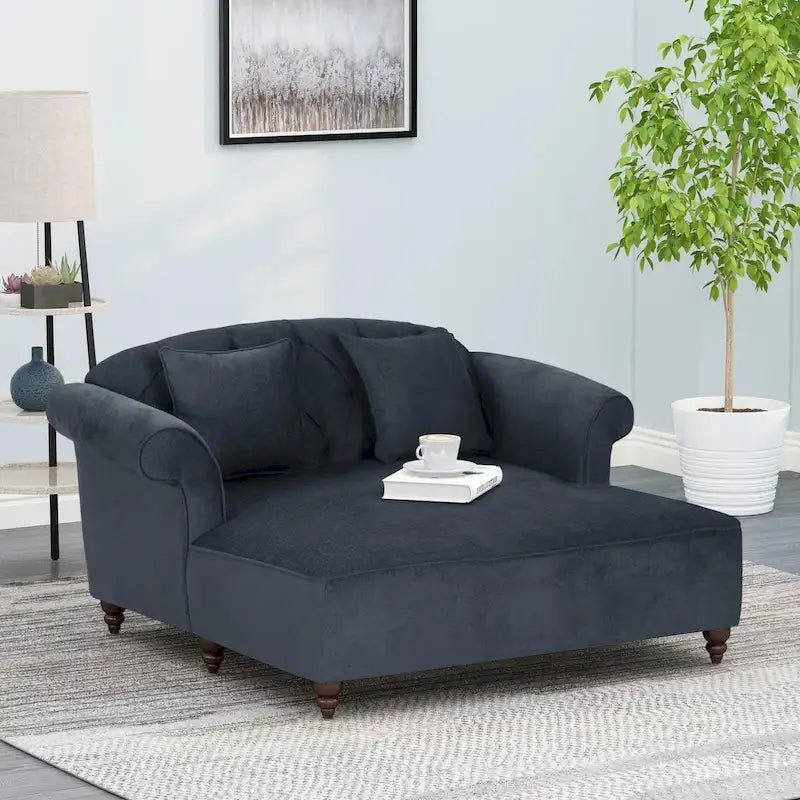 Chaise longue double rembourrée de 66 pouces avec pieds en bouleau