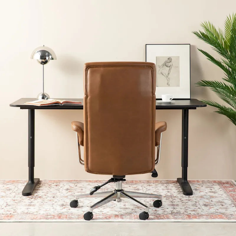 Chaise de bureau ergonomique en similicuir PU, dossier haut pivotant, réglable en hauteur