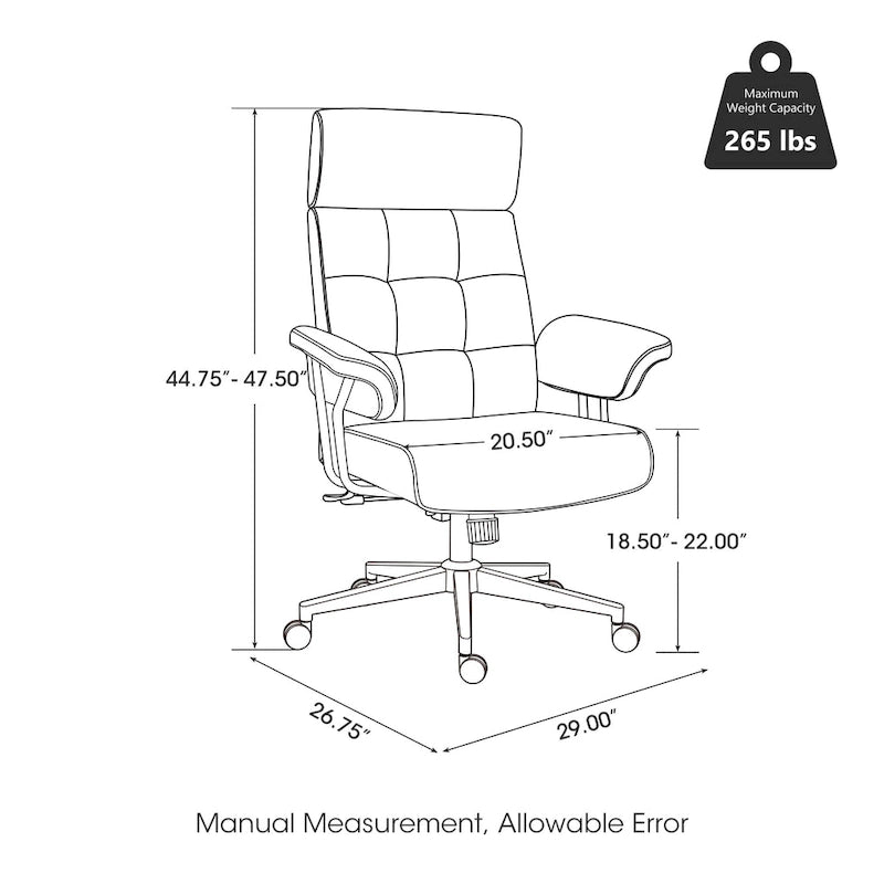 Chaise de bureau ergonomique en similicuir PU, dossier haut pivotant, réglable en hauteur