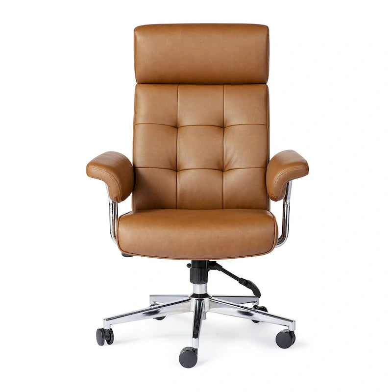 Chaise de bureau ergonomique en similicuir PU, dossier haut pivotant, réglable en hauteur