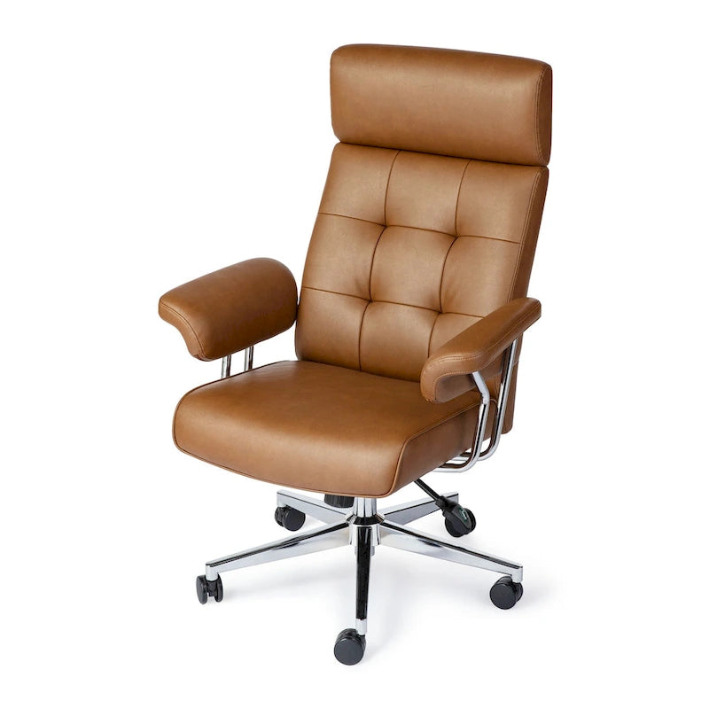 Chaise de bureau ergonomique en similicuir PU, dossier haut pivotant, réglable en hauteur