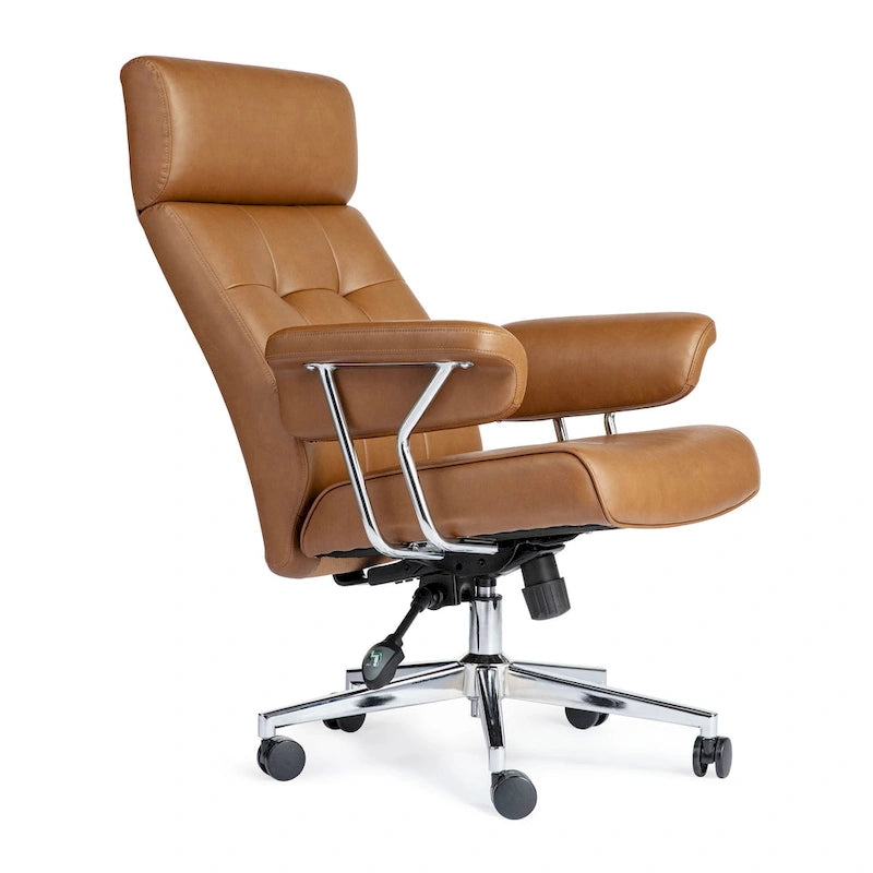 Chaise de bureau ergonomique en similicuir PU, dossier haut pivotant, réglable en hauteur