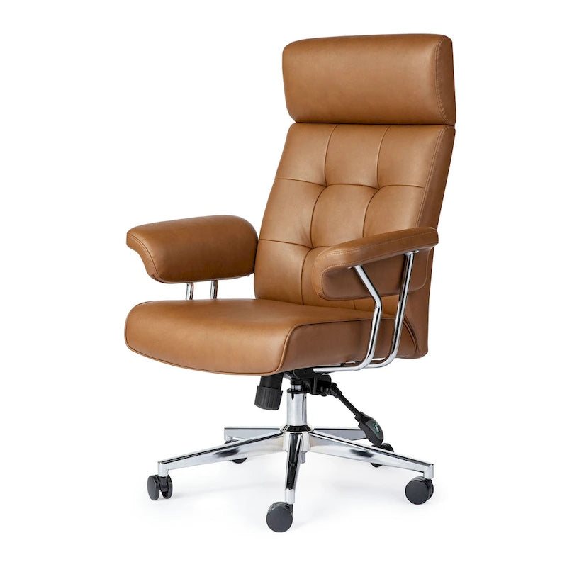 Chaise de bureau ergonomique en similicuir PU, dossier haut pivotant, réglable en hauteur