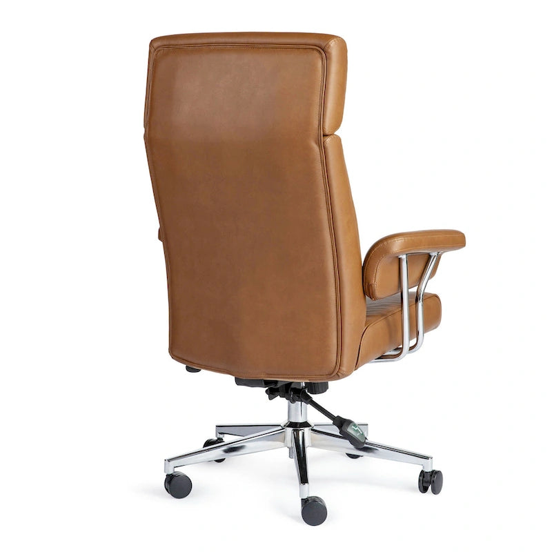 Chaise de bureau ergonomique en similicuir PU, dossier haut pivotant, réglable en hauteur