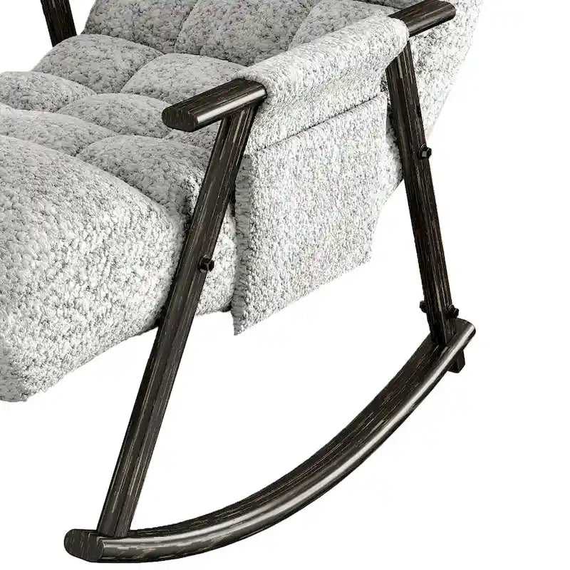 Fauteuil à bascule moderne classique en tissu rembourré avec poche de rangement