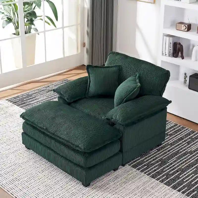 Fauteuil surdimensionné 56,9 W avec repose-pieds, fauteuil de lecture pour chambre à coucher, canapé-lit paresseux, canapé inclinable simple et moderne surdimensionné