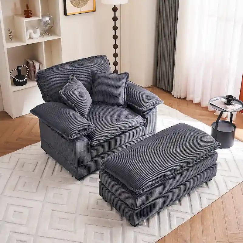 Fauteuil surdimensionné 56,9 W avec repose-pieds, fauteuil de lecture pour chambre à coucher, canapé-lit paresseux, canapé inclinable simple et moderne surdimensionné