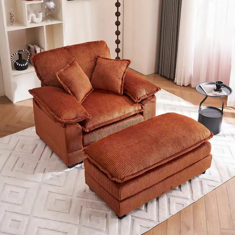 Fauteuil surdimensionné 56,9 W avec repose-pieds, fauteuil de lecture pour chambre à coucher, canapé-lit paresseux, canapé inclinable simple et moderne surdimensionné