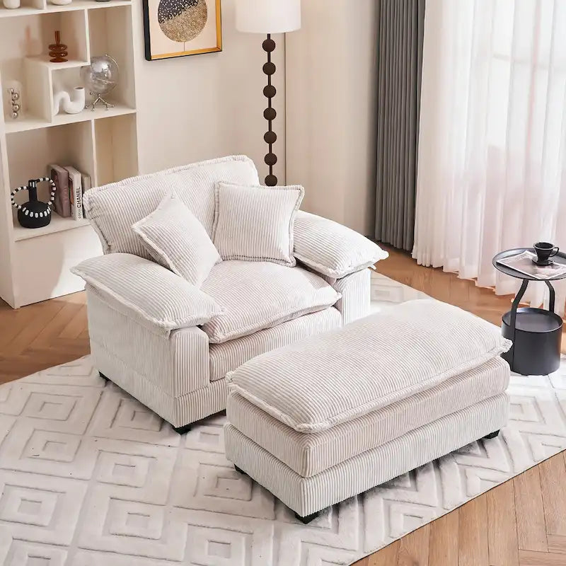 Fauteuil surdimensionné 56,9 W avec repose-pieds, fauteuil de lecture pour chambre à coucher, canapé-lit paresseux, canapé inclinable simple et moderne surdimensionné
