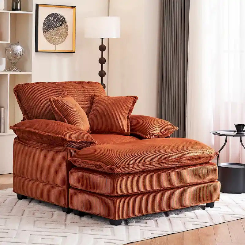 Fauteuil surdimensionné 56,9 W avec repose-pieds, fauteuil de lecture pour chambre à coucher, canapé-lit paresseux, canapé inclinable simple et moderne surdimensionné