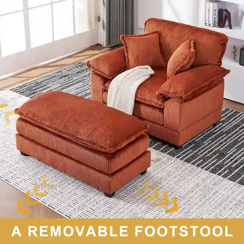 Fauteuil surdimensionné 56,9 W avec repose-pieds, fauteuil de lecture pour chambre à coucher, canapé-lit paresseux, canapé inclinable simple et moderne surdimensionné