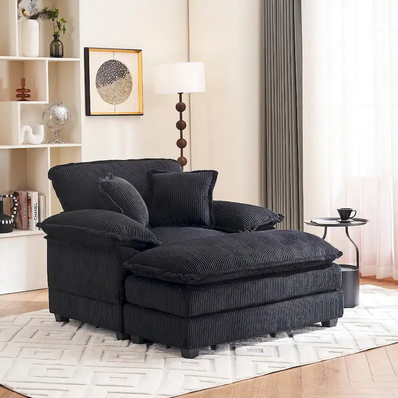 Fauteuil surdimensionné 56,9 W avec repose-pieds, fauteuil de lecture pour chambre à coucher, canapé-lit paresseux, canapé inclinable simple et moderne surdimensionné