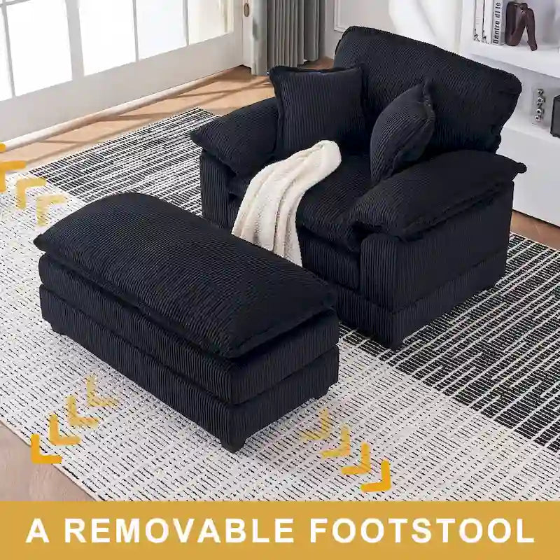 Fauteuil surdimensionné 56,9 W avec repose-pieds, fauteuil de lecture pour chambre à coucher, canapé-lit paresseux, canapé inclinable simple et moderne surdimensionné
