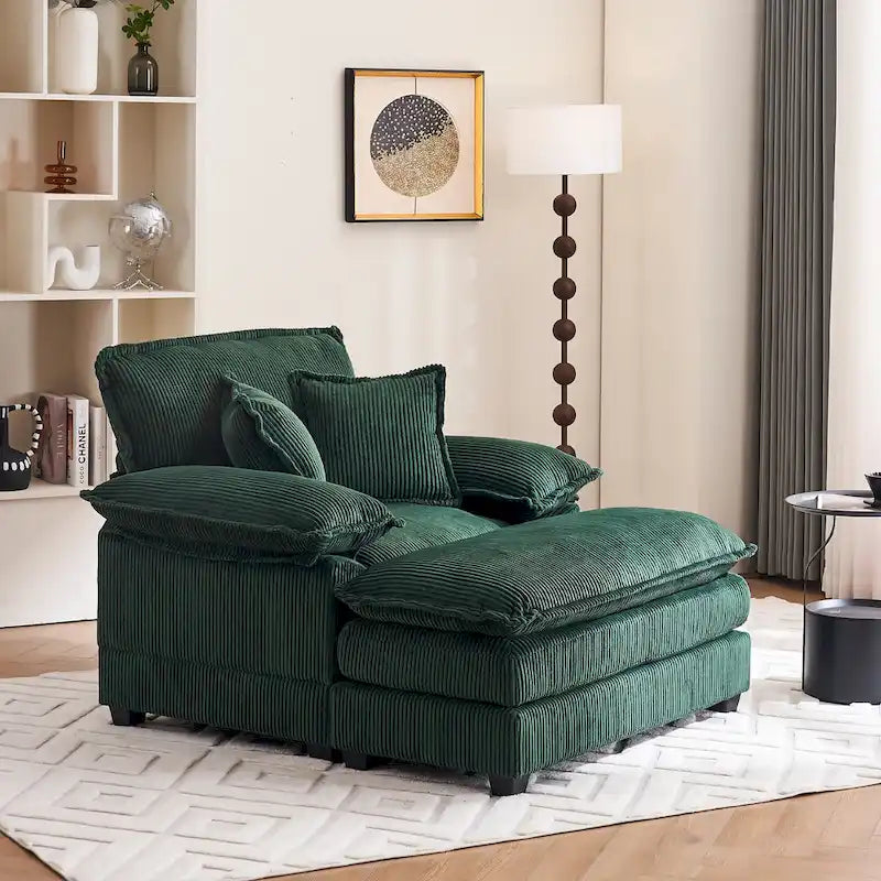 Fauteuil surdimensionné 56,9 W avec repose-pieds, fauteuil de lecture pour chambre à coucher, canapé-lit paresseux, canapé inclinable simple et moderne surdimensionné