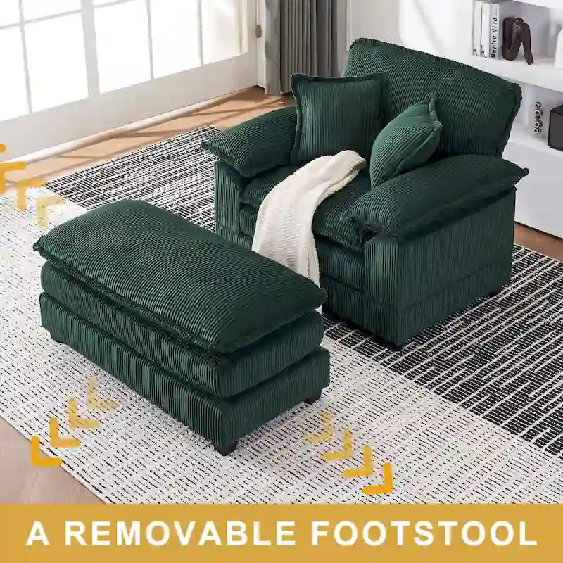 Fauteuil surdimensionné 56,9 W avec repose-pieds, fauteuil de lecture pour chambre à coucher, canapé-lit paresseux, canapé inclinable simple et moderne surdimensionné