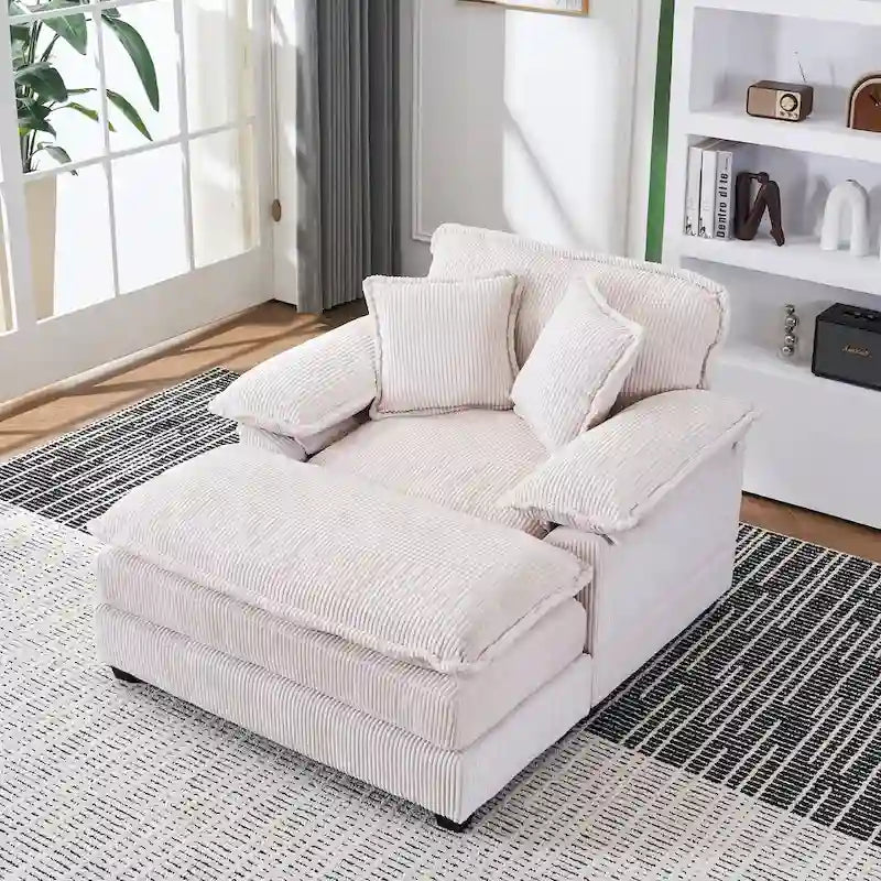 Fauteuil surdimensionné 56,9 W avec repose-pieds, fauteuil de lecture pour chambre à coucher, canapé-lit paresseux, canapé inclinable simple et moderne surdimensionné