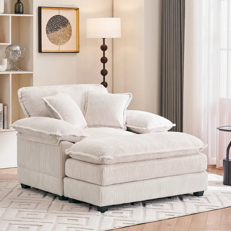 Fauteuil surdimensionné 56,9 W avec repose-pieds, fauteuil de lecture pour chambre à coucher, canapé-lit paresseux, canapé inclinable simple et moderne surdimensionné