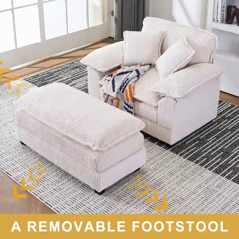 Fauteuil surdimensionné 56,9 W avec repose-pieds, fauteuil de lecture pour chambre à coucher, canapé-lit paresseux, canapé inclinable simple et moderne surdimensionné