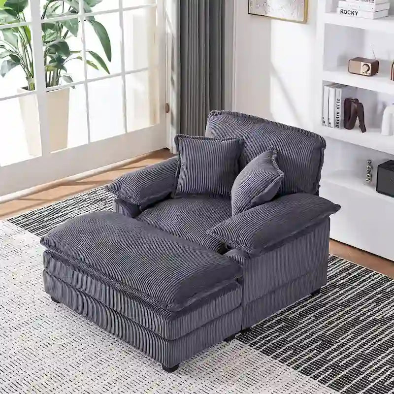 Fauteuil surdimensionné 56,9 W avec repose-pieds, fauteuil de lecture pour chambre à coucher, canapé-lit paresseux, canapé inclinable simple et moderne surdimensionné