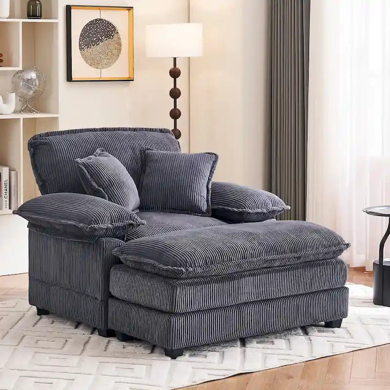 Fauteuil surdimensionné 56,9 W avec repose-pieds, fauteuil de lecture pour chambre à coucher, canapé-lit paresseux, canapé inclinable simple et moderne surdimensionné