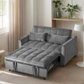 Canapé futon moderne en velours convertible, petit canapé deux places avec dossier inclinable, coussins décoratifs et poches de rangement.