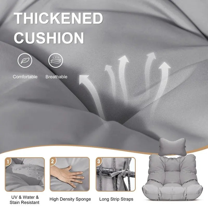Chaise œuf suspendue de luxe sans support, pour l'intérieur, chaise œuf d'extérieur sans support de 158 kg, chaise balançoire œuf sans support