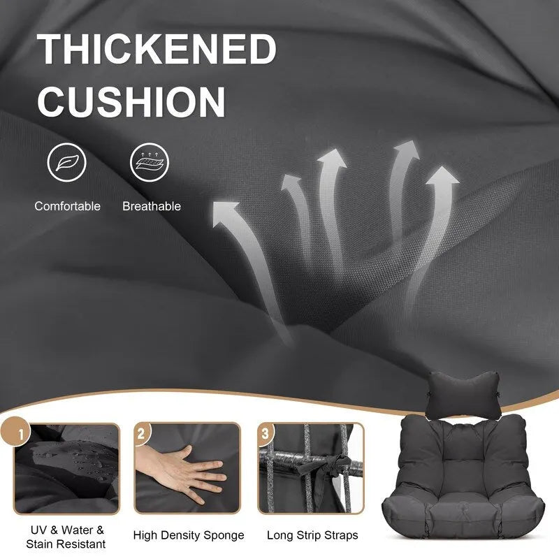 Chaise œuf suspendue de luxe sans support, pour l'intérieur, chaise œuf d'extérieur sans support de 158 kg, chaise balançoire œuf sans support