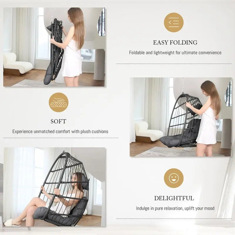 Chaise œuf suspendue de luxe sans support, pour l'intérieur, chaise œuf d'extérieur sans support de 158 kg, chaise balançoire œuf sans support
