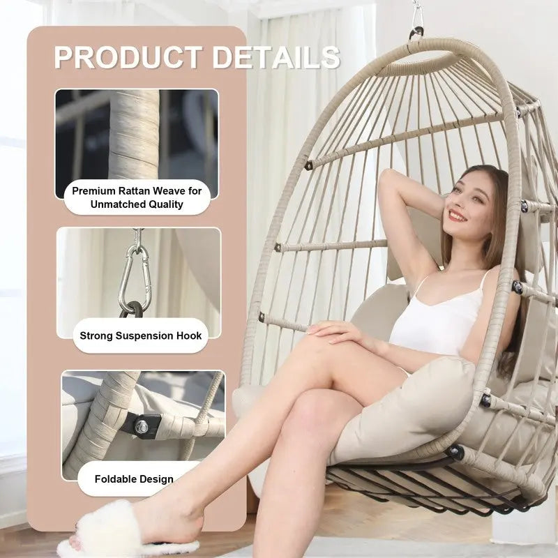 Chaise œuf suspendue de luxe sans support, pour l'intérieur, chaise œuf d'extérieur sans support de 158 kg, chaise balançoire œuf sans support