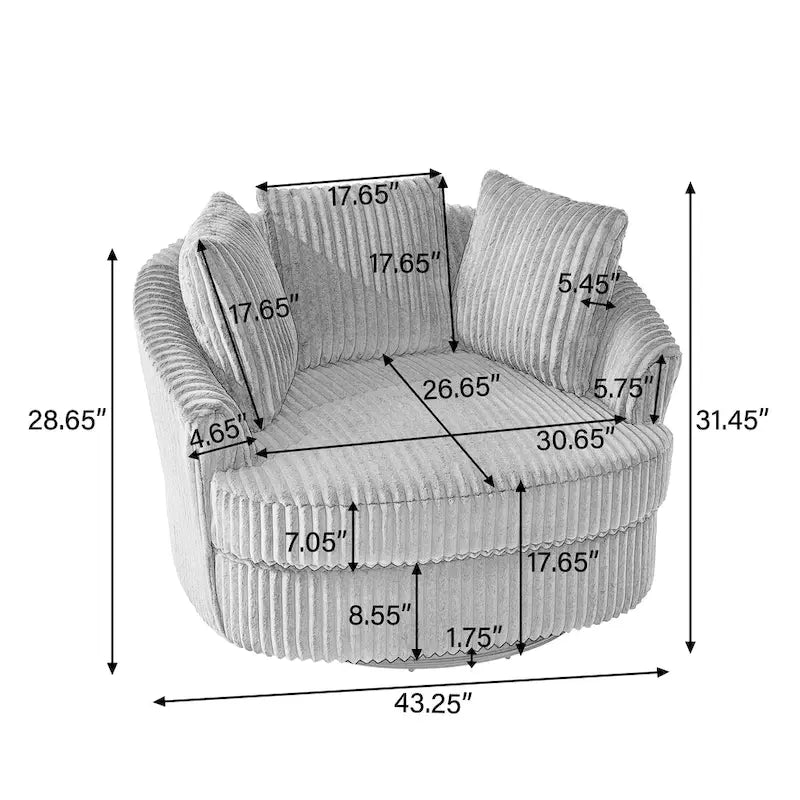 Fauteuil crapaud pivotant déhoussable à accoudoirs encastrés