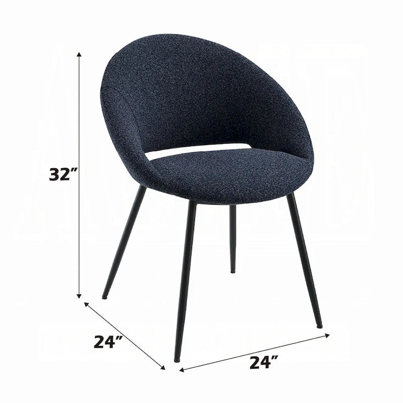 Chaise de salle à manger d'appoint, Boucle noir, Cadre en métal noir élégant