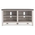Meuble TV d'angle, 4 étagères, gris, blanc rustique, 122 cm