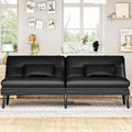 Canapé Futon Convertible, Canapé-lit Dossier Réglable sur 5 Angles avec 2 Oreillers, Fauteuil Inclinable Style Moderne