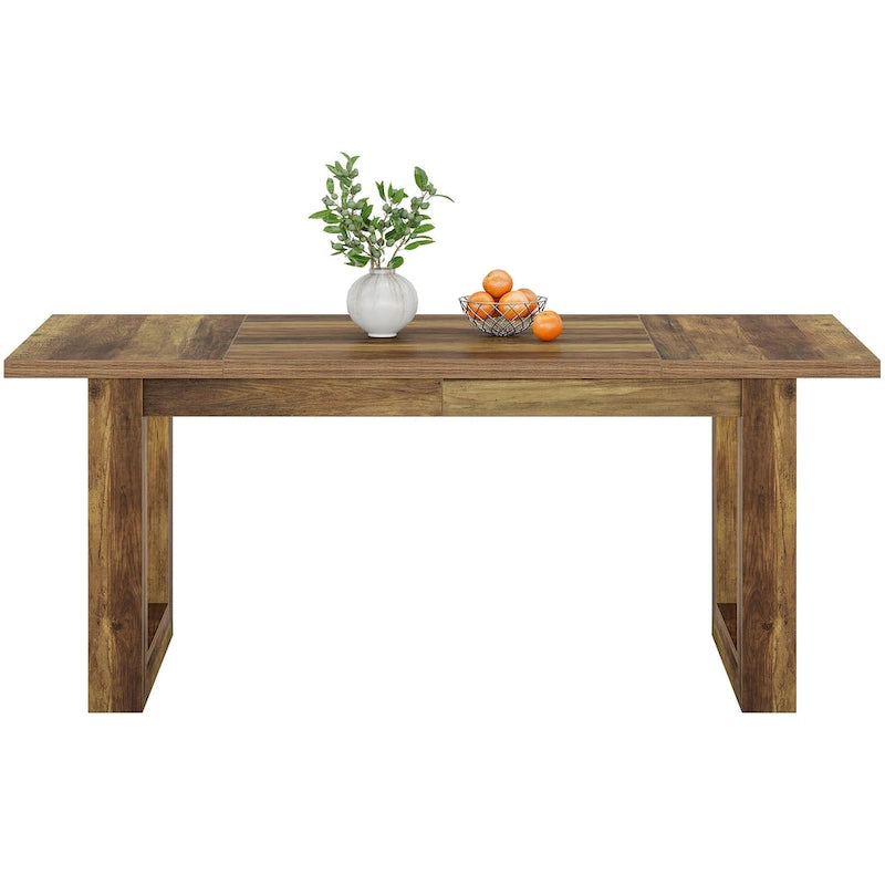 Table à manger de cuisine rectangulaire en bois de style fermier de 63 pouces
