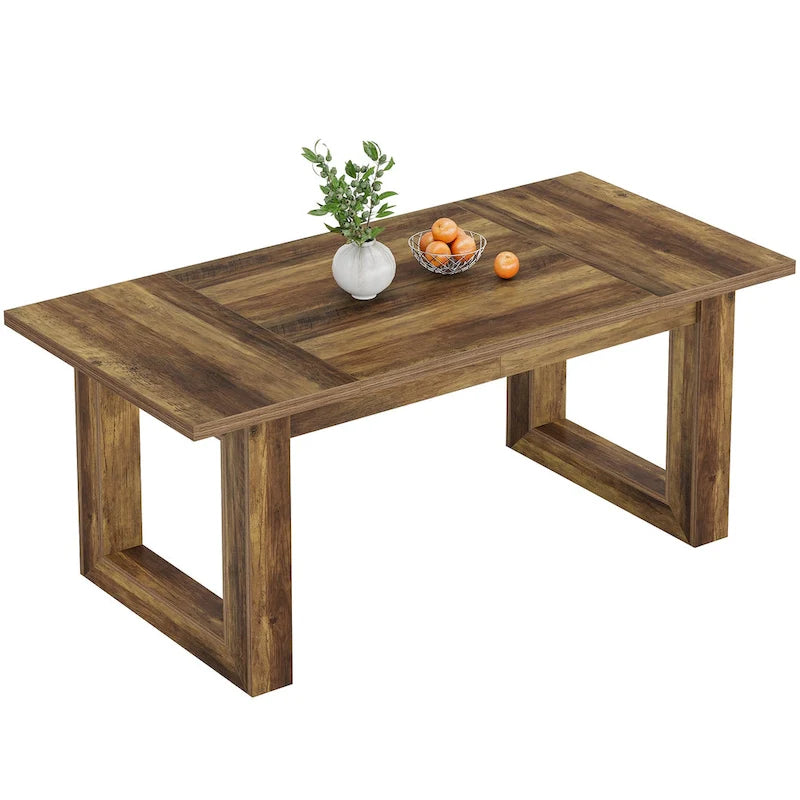 Table à manger de cuisine rectangulaire en bois de style fermier de 63 pouces