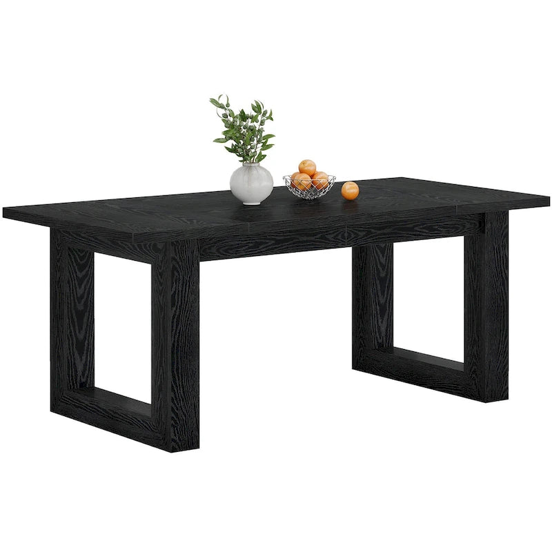 Table à manger de cuisine rectangulaire en bois de style fermier de 63 pouces