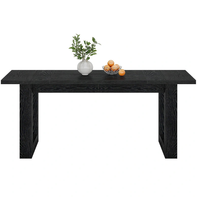 Table à manger de cuisine rectangulaire en bois de style fermier de 63 pouces