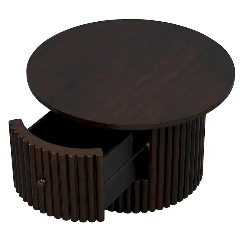 Table basse en MDF de 77,5 cm avec tiroir et base à lattes