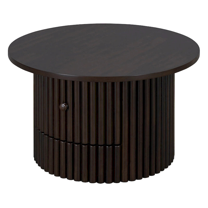 Table basse en MDF de 77,5 cm avec tiroir et base à lattes