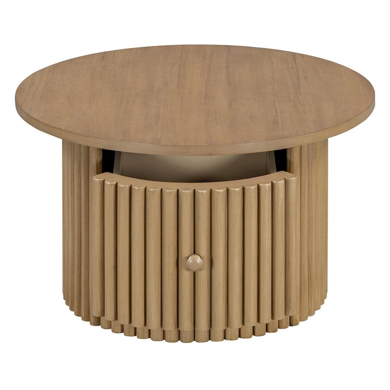 Table basse en MDF de 77,5 cm avec tiroir et base à lattes