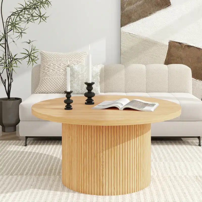 Table basse ronde Table basse sur pied cannelé