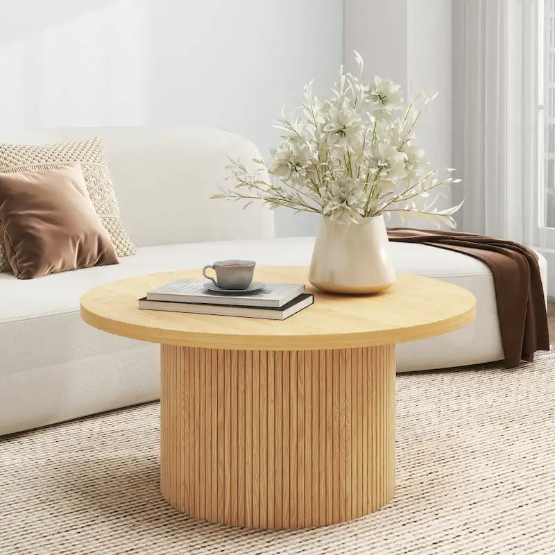Table basse ronde Table basse sur pied cannelé