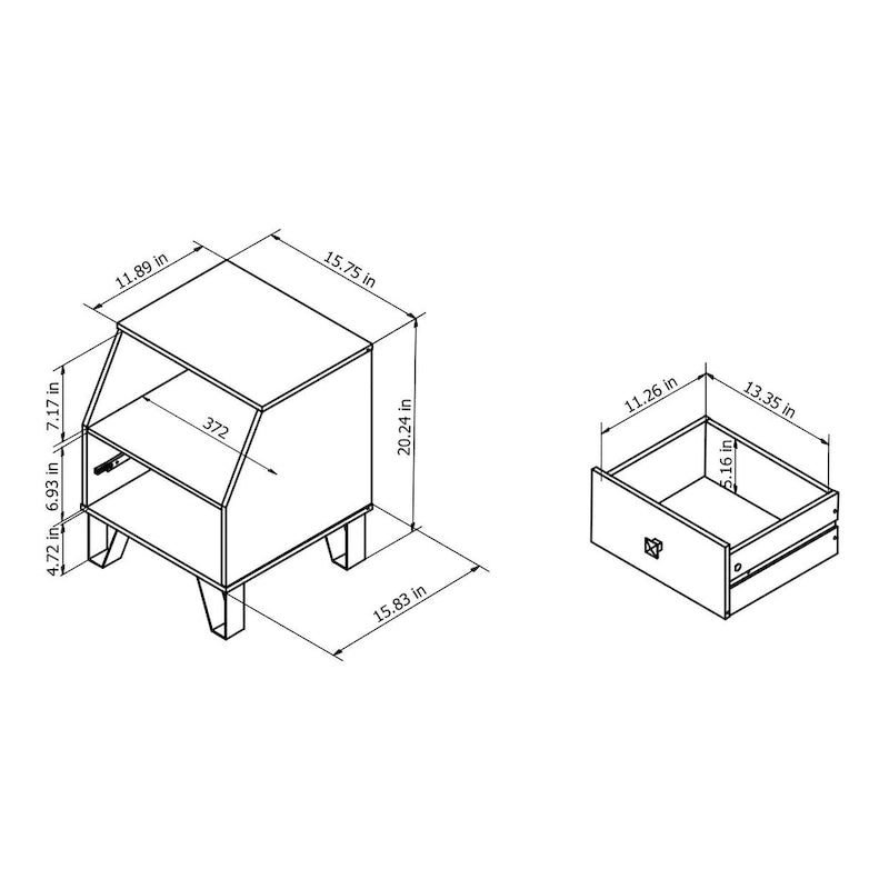 Table d'appoint contemporaine à 1 étagère de 40 cm
