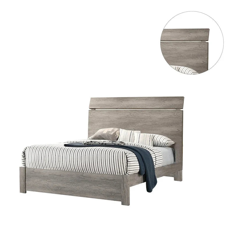 Lit avec surface imitation bois, gris vieilli