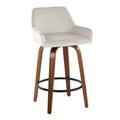 Tabouret de bar à hauteur fixe de 66 cm avec pieds en bois courbé et repose-pieds rond