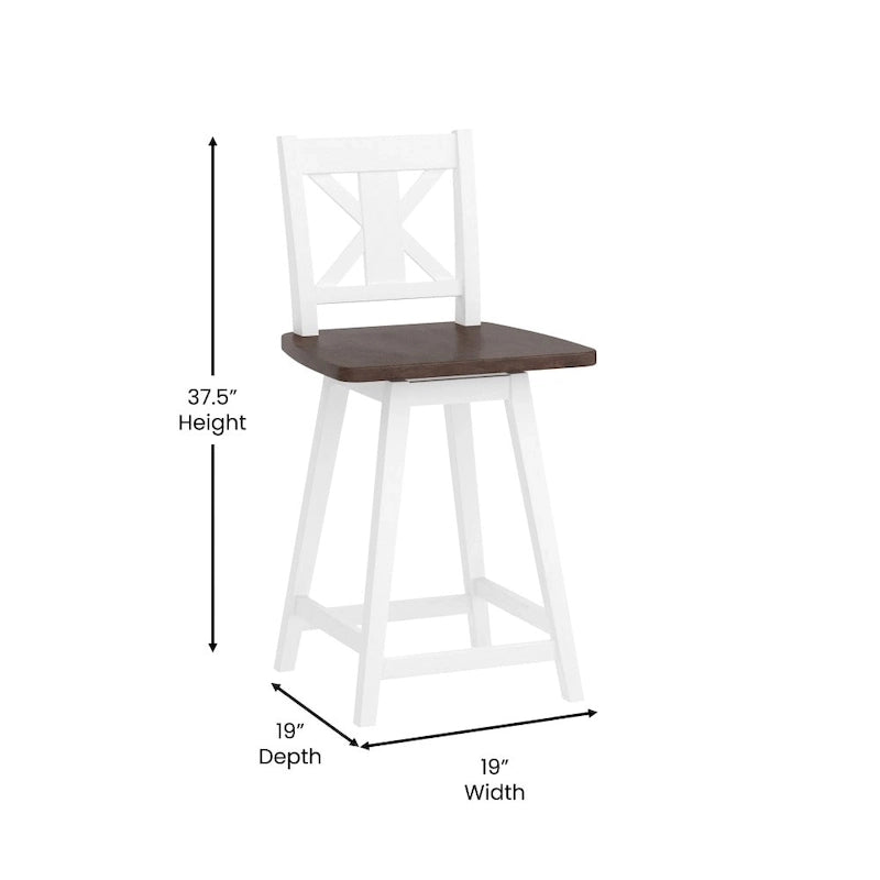 Tabouret de comptoir pivotant en bois de style ferme moderne