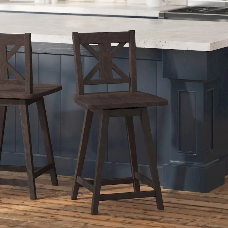 Tabouret de comptoir pivotant en bois de style ferme moderne