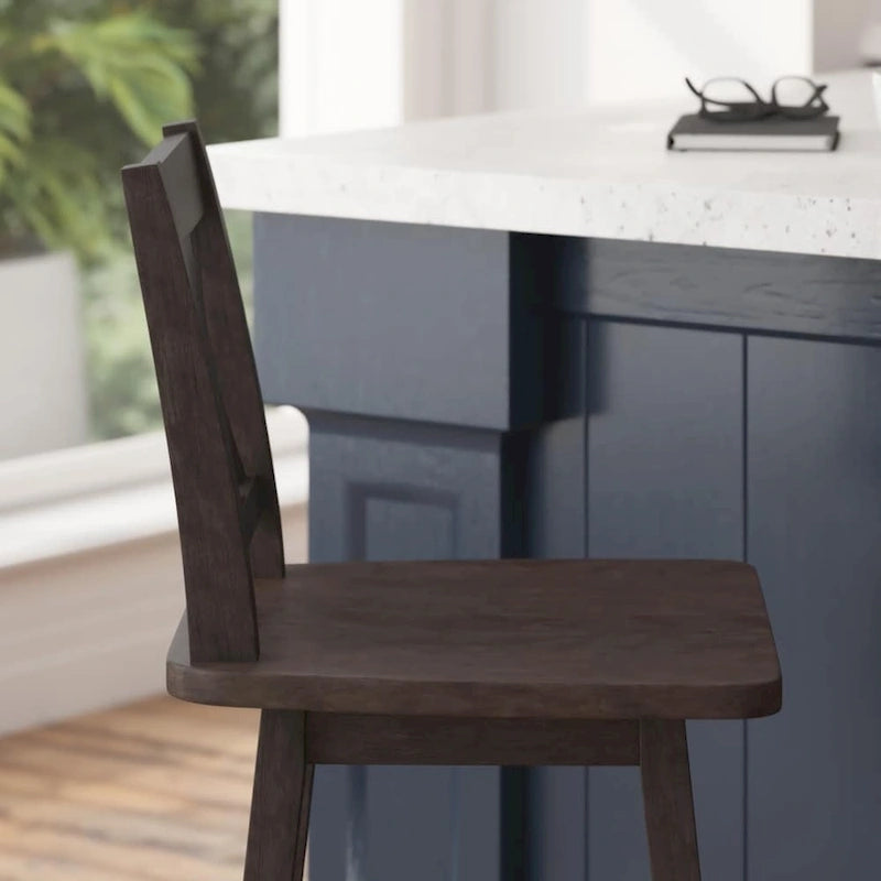 Tabouret de comptoir pivotant en bois de style ferme moderne