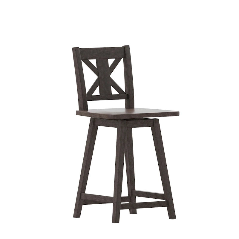 Tabouret de comptoir pivotant en bois de style ferme moderne