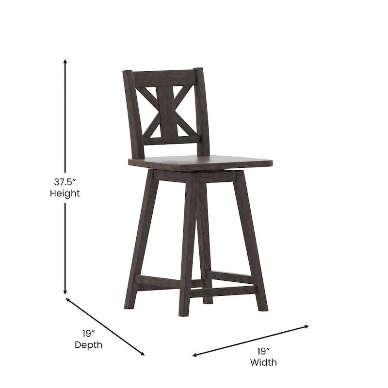 Tabouret de comptoir pivotant en bois de style ferme moderne